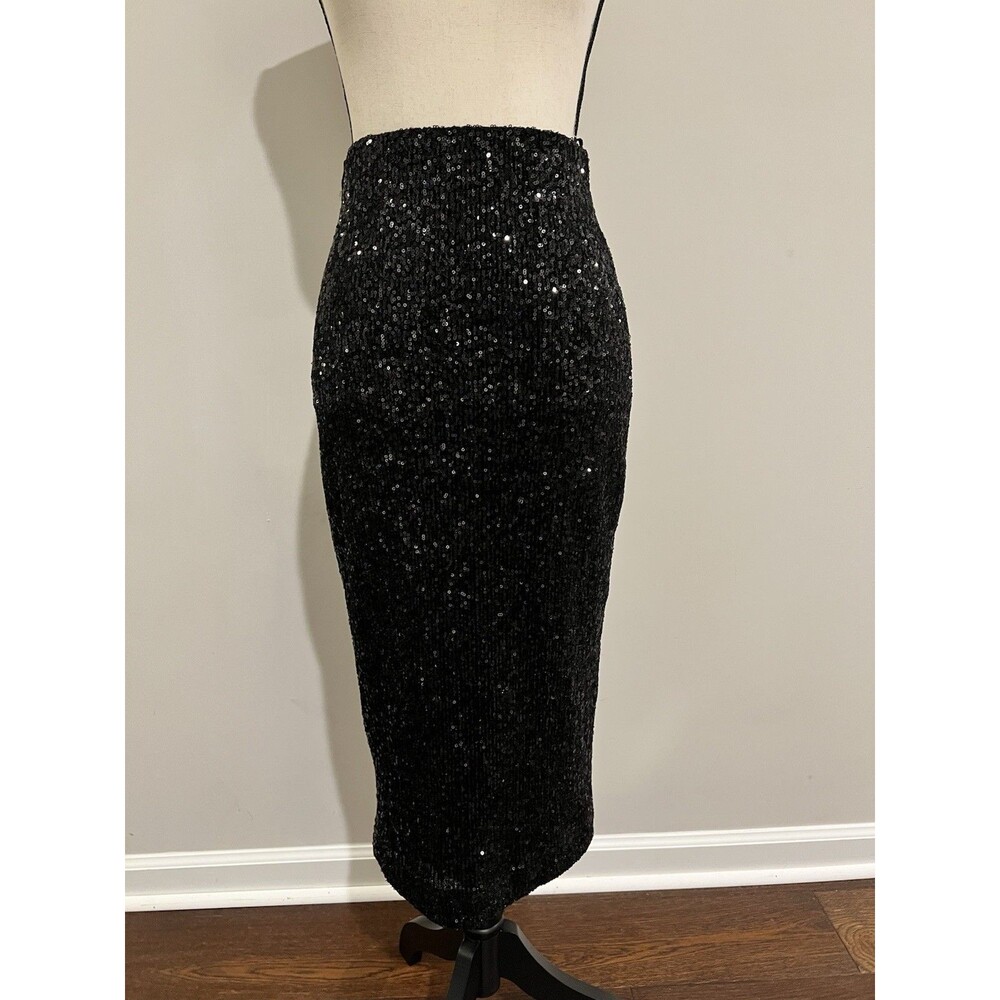 Rebecca  Vallance Sequin Pencil Skirt Black Size 4 EUC